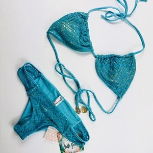 Luli Fama Miami Swim Suit Turquoise Blue